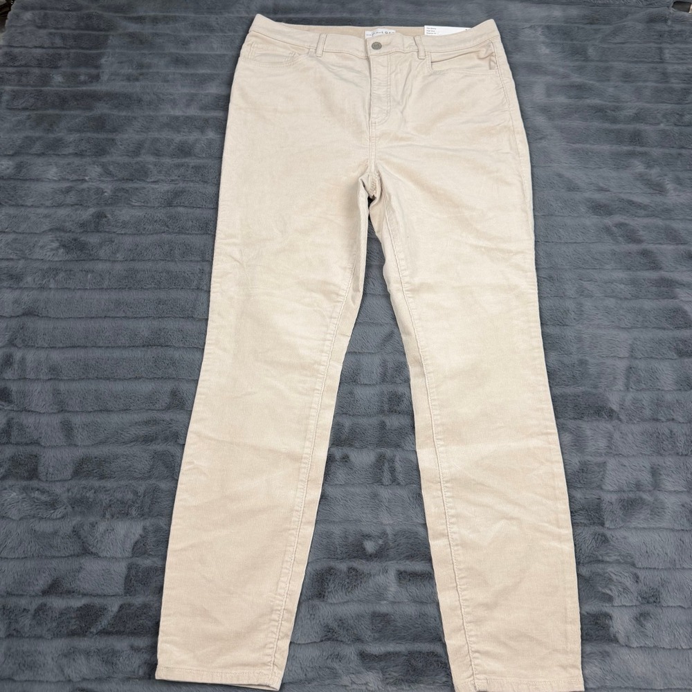 LOFT The Skinny High Rise Corduroy Pants Beige Size 31 12 Regular Fit 14782